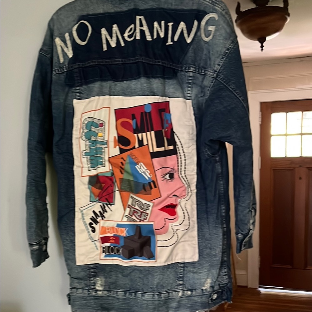 Trafaluc denimware from Zara Denim Jacket with Patches and Shearling Collar